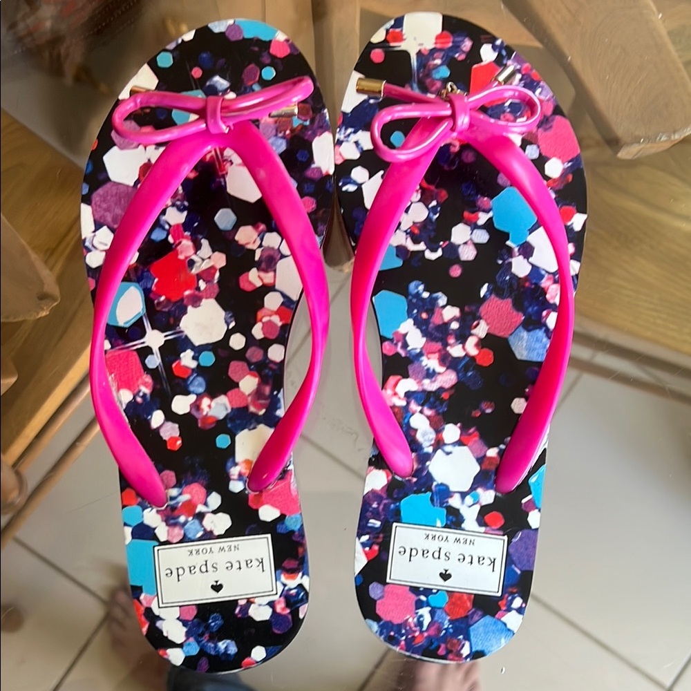Kate Spade Pink and Multicolor Flip Flops